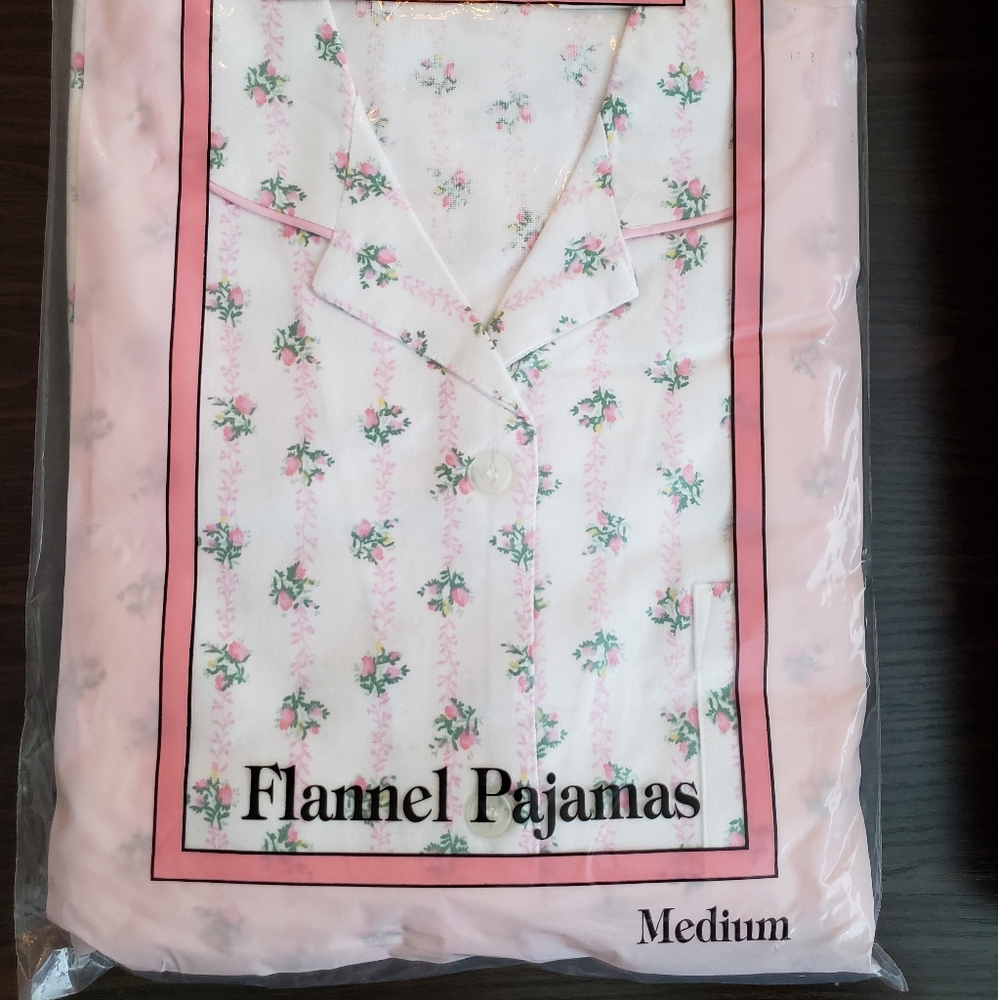Pink Floral Flannel Ladies Pajamas